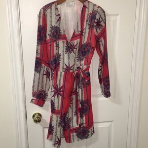 Lined wrap dress long sleeves